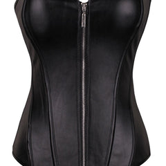 Women's PU Leather Body Shaper Zipper Restraint Waist Abdomen Tight Shape Corset