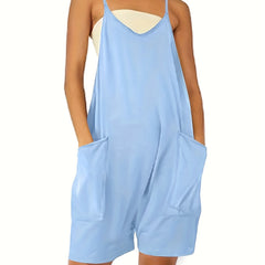 V Neck Spaghetti Strap Romper with Pockets