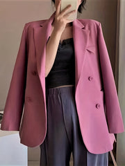 Double Breasted Lapel Blazer Long Sleeve Casual Work Office Outerwear