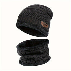 Winter Thick Beanie Knitted Hat Neck Warmer Set