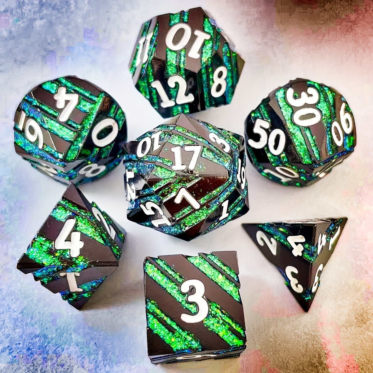 Striped Green Dice Metal Dice Gift For Halloween And Christmas