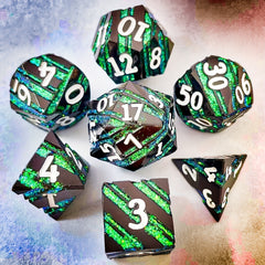Striped Green Dice Metal Dice Gift For Halloween And Christmas