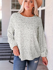 Leopard Print Lantern Sleeve Blouse