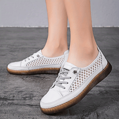 Hollow Out Flat Sneakers Lightweight Lace Up Soft sole Shoes