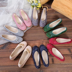 Women's Chinese Style Flat Shoes Soft Sole Slip On Walking Flats