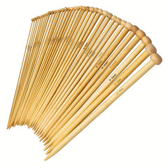 36pcs Bamboo Knitting Needles Set Single Pointed 9.8 Inches Length 18 Sizes