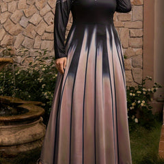 Romantic Abaya Dress Women's Plus Graphic Print Long Sleeve