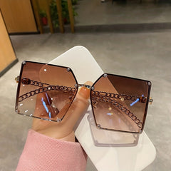 Square Sunglasses Rivet Decor Gradient Glasses UV400