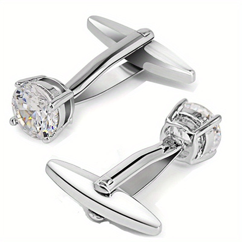 Sparkling Diamond Cufflinks Set for Wedding Parties
