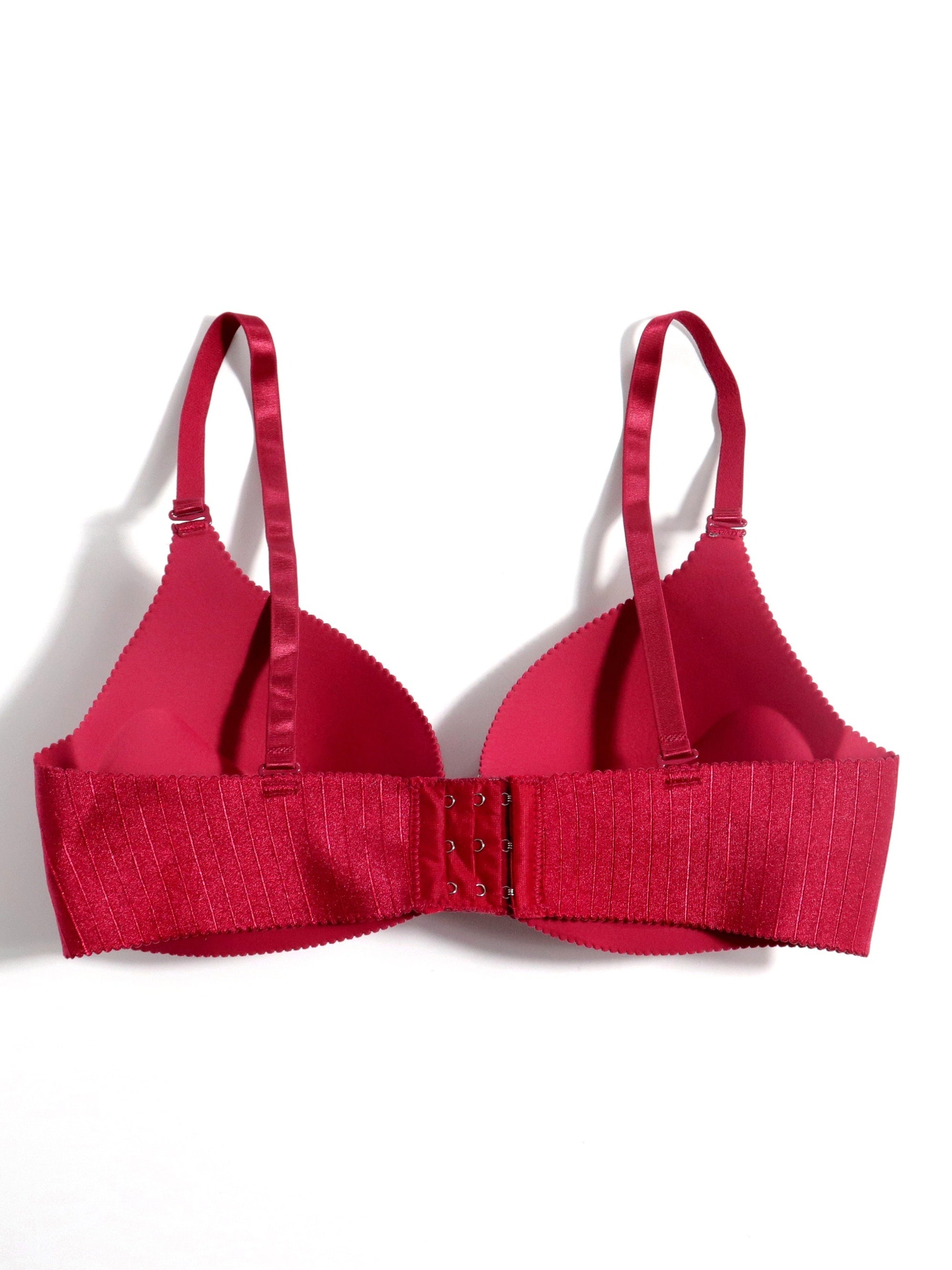 3pcs Stripe Print Glossy Push Up T-shirt Bras Women's Lingerie