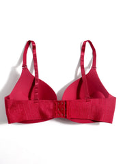 3pcs Stripe Print Glossy Push Up T-shirt Bras Women's Lingerie