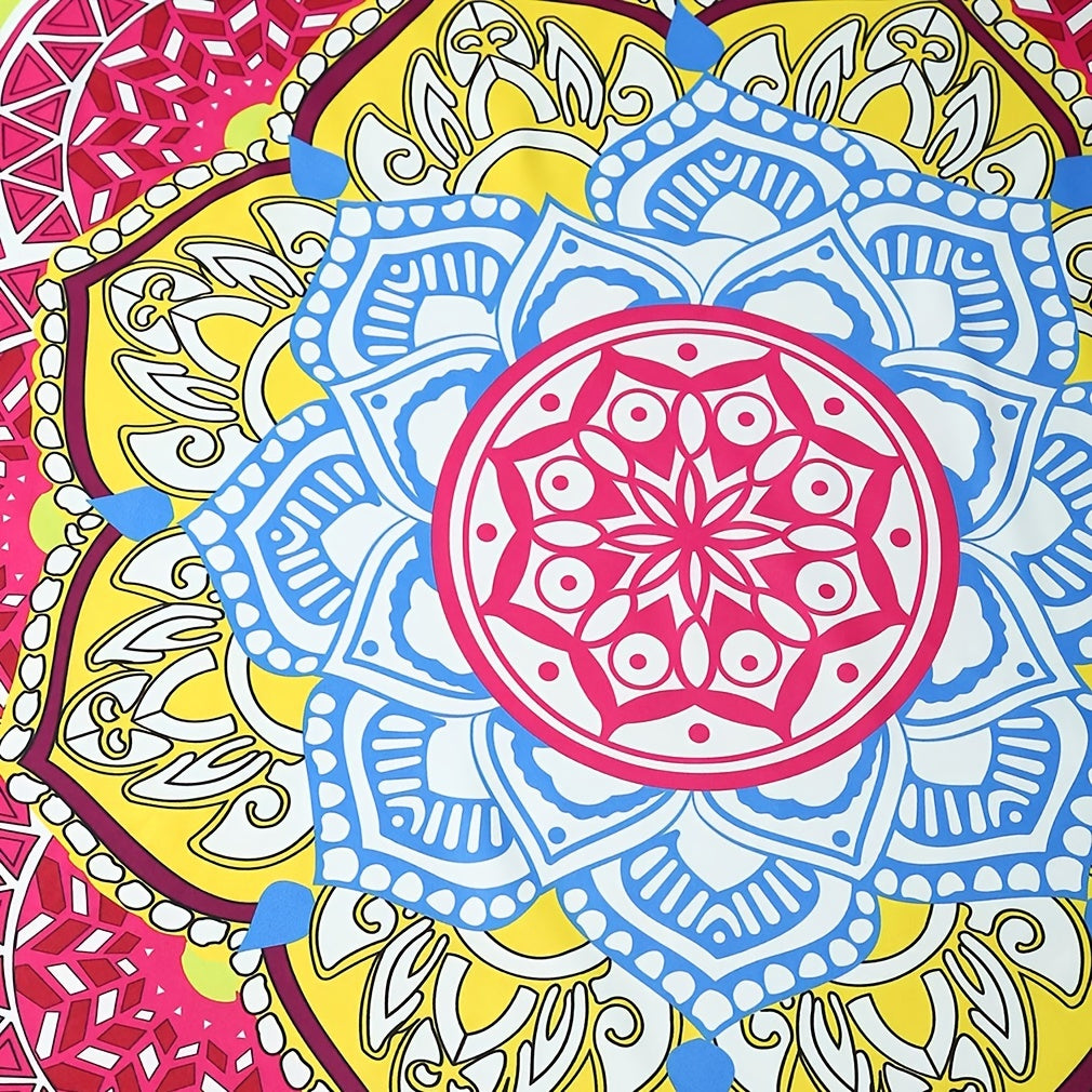 Lotus Figure Yoga Mat & Beach Towel in Yellow & Turquoise