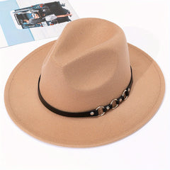 British Style Woolen Jazz Hat Big Brim Top Hat