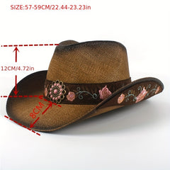 Vintage Embroidery Flower Hatband Boho Straw Hat