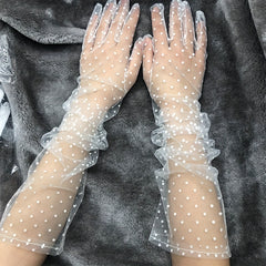 Polka Dot Loose Gloves Long Transparent Thin Breathable