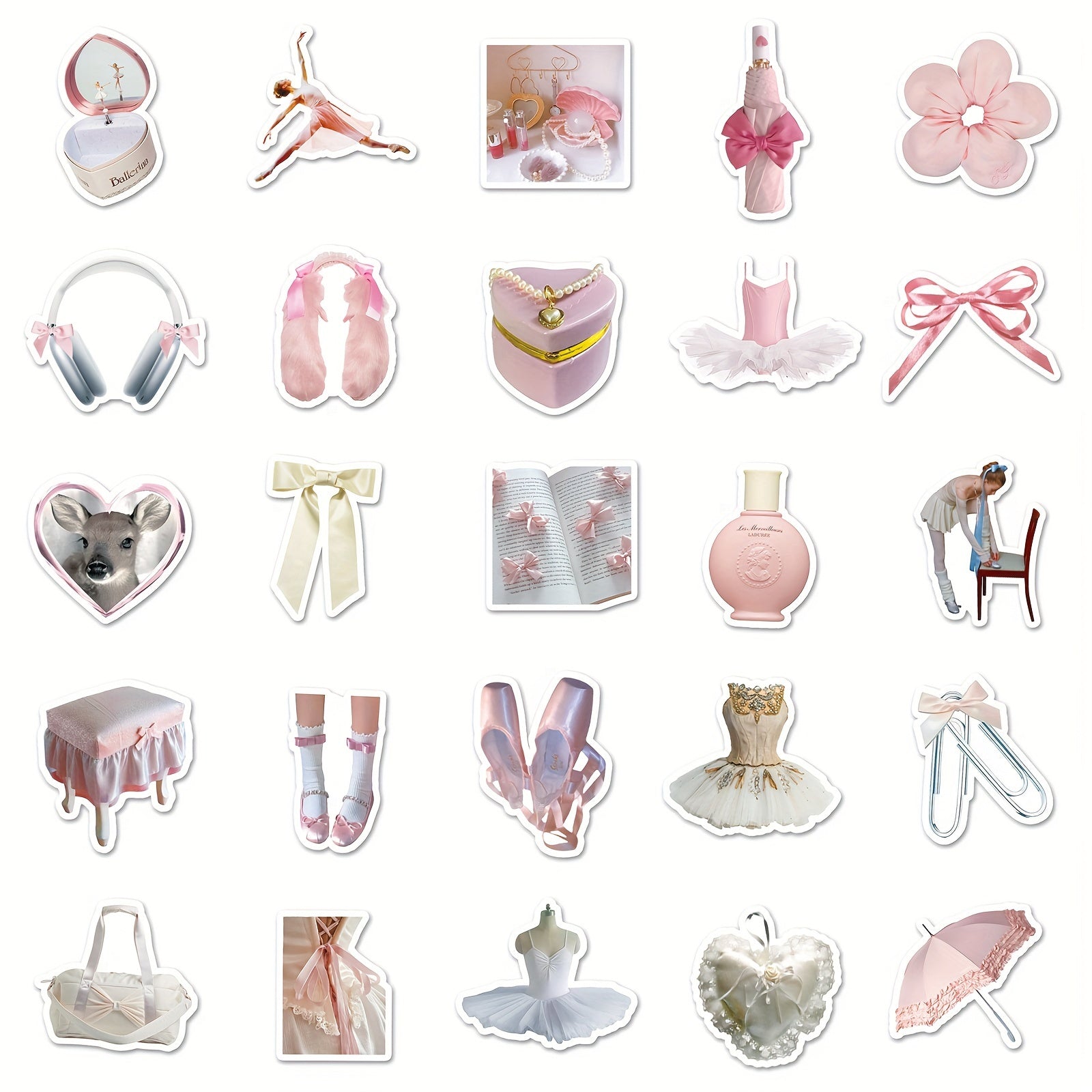 50pcs Ballet Style Handbook Series Stickers DIY Waterproof Decoration