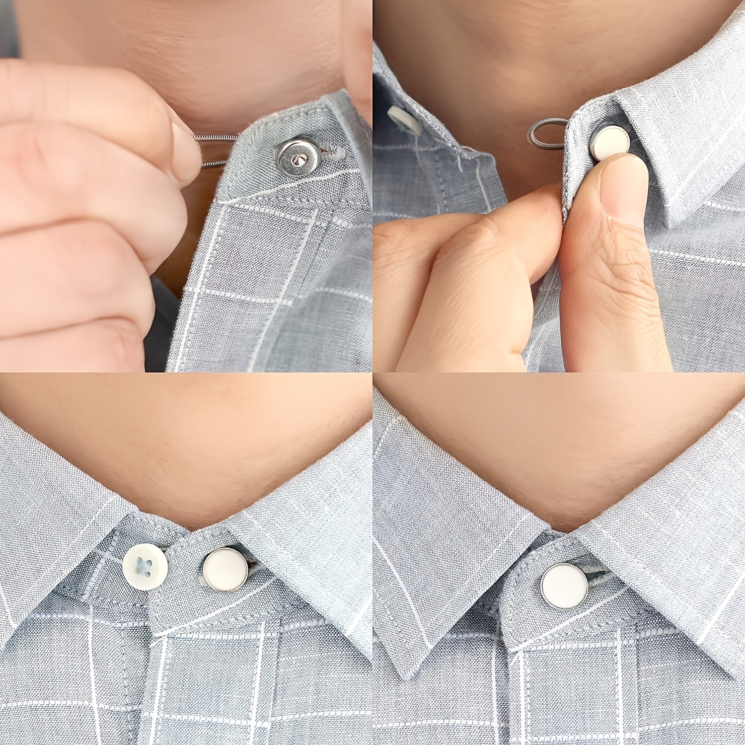 10pcs Metal Collar Buttons Extenders Elastic Neck Extender Wonder Button