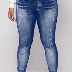 Cartoon Print Slim Jeggings Casual High Waist Long Leggings
