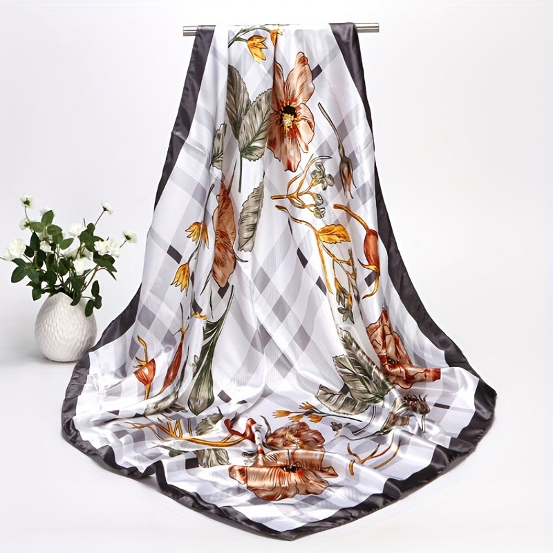 Silk Satin Geometric Bandana Scarf 88.9cm Square Lightweight