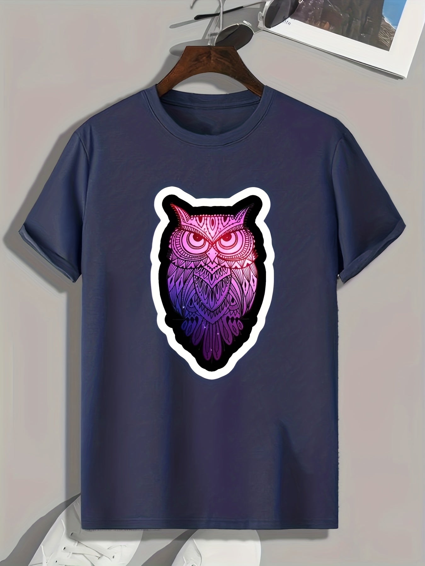 Owl Print Men's Graphic T-shirt for Summer