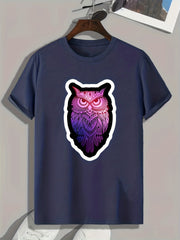 Owl Print Men's Graphic T-shirt for Summer