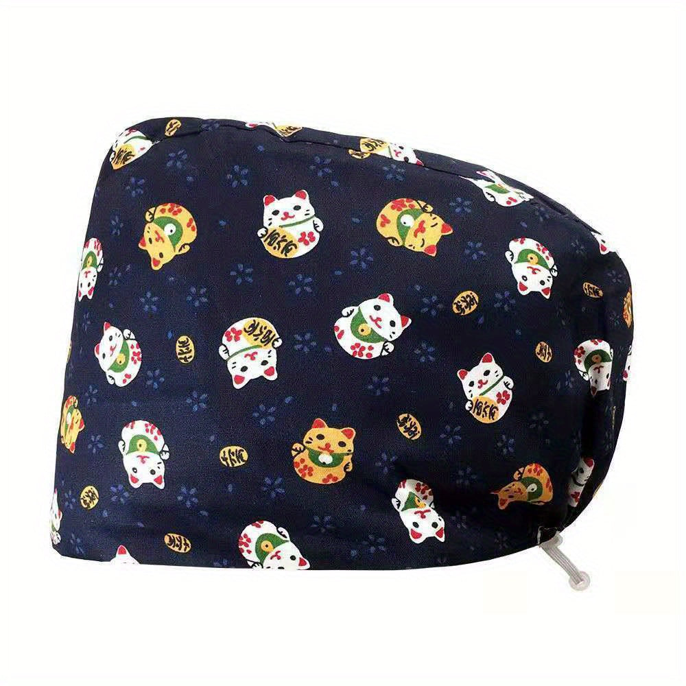 Printed Adjustable Work Cap Scrub Nurse Hat Men Women