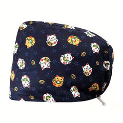 Printed Adjustable Work Cap Scrub Nurse Hat Men Women
