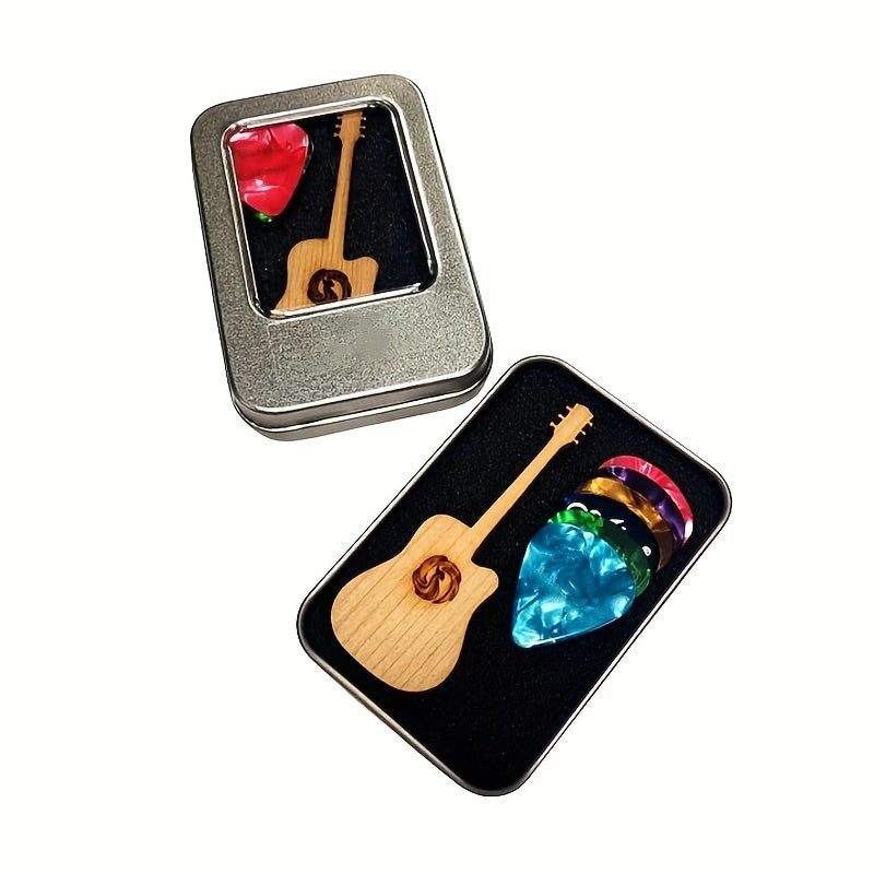 15pcs Celluloid Guitar Picks with Storage Box + 3pcs 0.46, 0.71, 0.96mm Picks