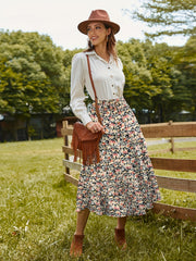 Floral Print Midi Skirt for Spring & Summer