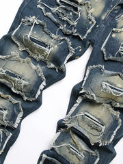 Slim Fit Tassel Decoration Jeans Men's Casual Street Style Denim Pants