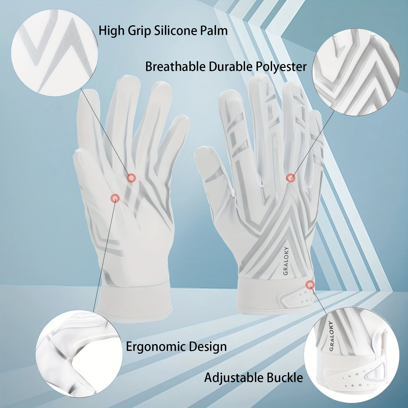 Youth Football Receiver Gloves Ultra Sticky Silicone Grip