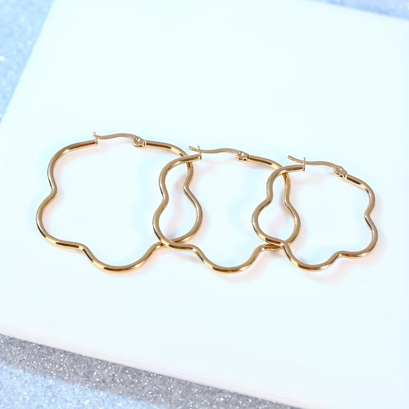 Y2K Plum Hoop Earrings, 18K Gold Plated, Daily Wear for Girls