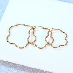 Y2K Plum Hoop Earrings, 18K Gold Plated, Daily Wear for Girls