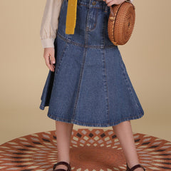 Girls Denim Solid Skirt
