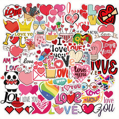 50pcs Love Stickers Hearts I Love You for Laptops Bottles Phones Cars