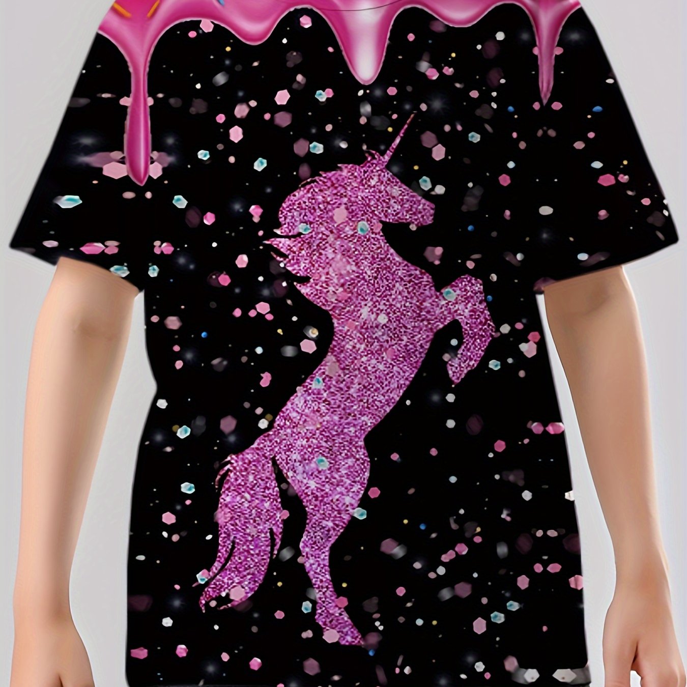 Dreamy Unicorn 3d Print Boy's Casual Tees Short Sleeve Crew Neck