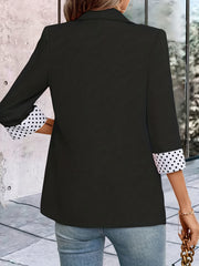 Contrast Trim Lapel Blazer One Button Work Office Outerwear