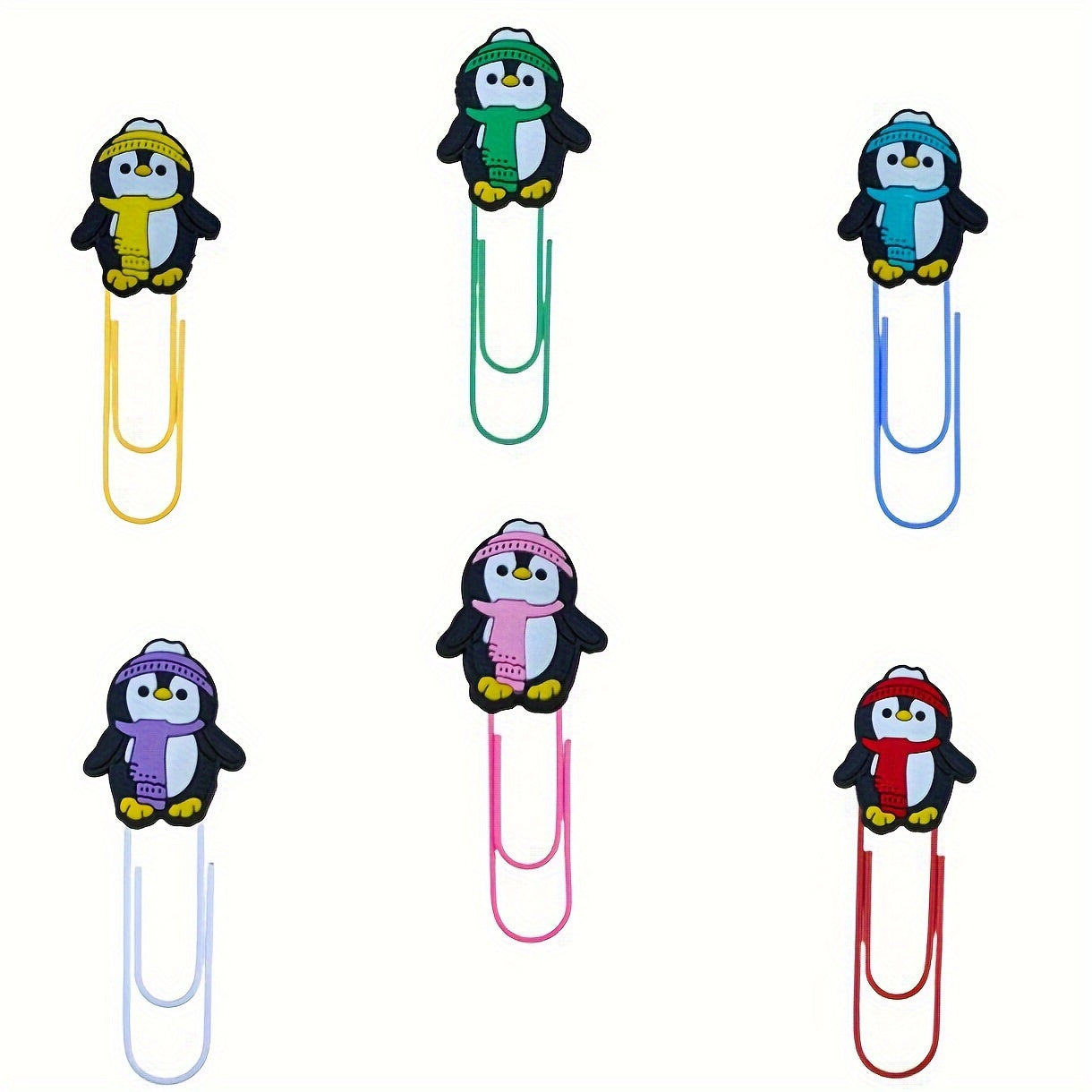 6 PCS Cartoon Paper Clips Colorful Office Supplies Bookmark Desk Stationery