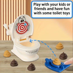 Poop Shooting Family Game Set w/ Toilet & Launchers