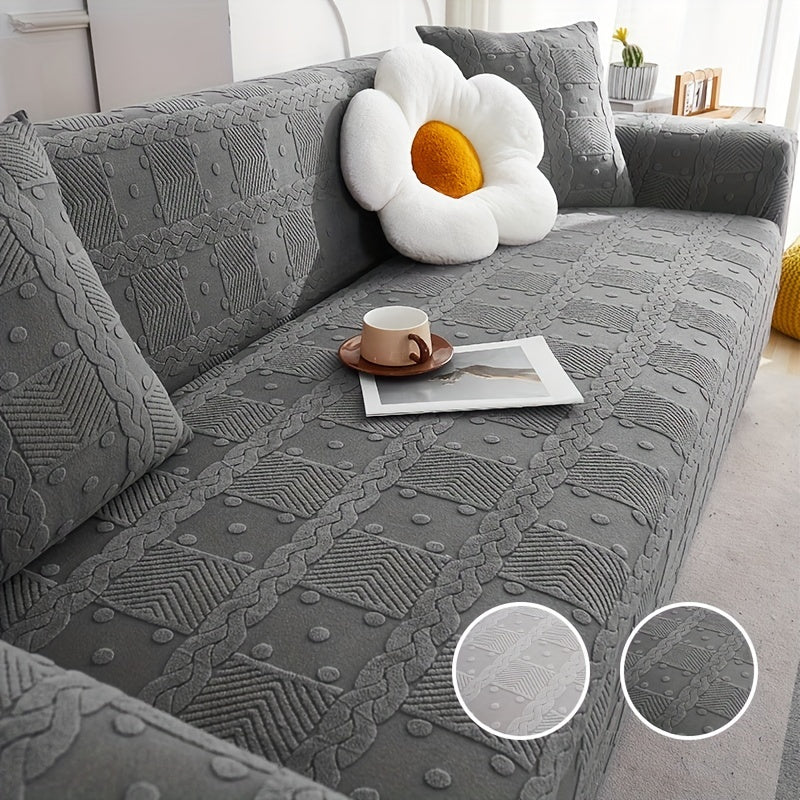 Dark Grey Elastic Sofa Slipcover Non-slip Furniture Protector