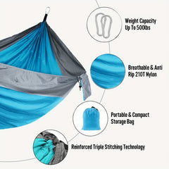 Portable Hammock With Tree Straps Lightweight Nylon Parachute Hammock