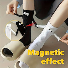 3 Pairs Creative Sweat-absorbing Mid-calf Socks with 3D Magnetic Dolls