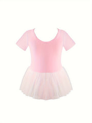 Girls 95 Cotton Short Sleeve Ballet Tutu Leotard Romper