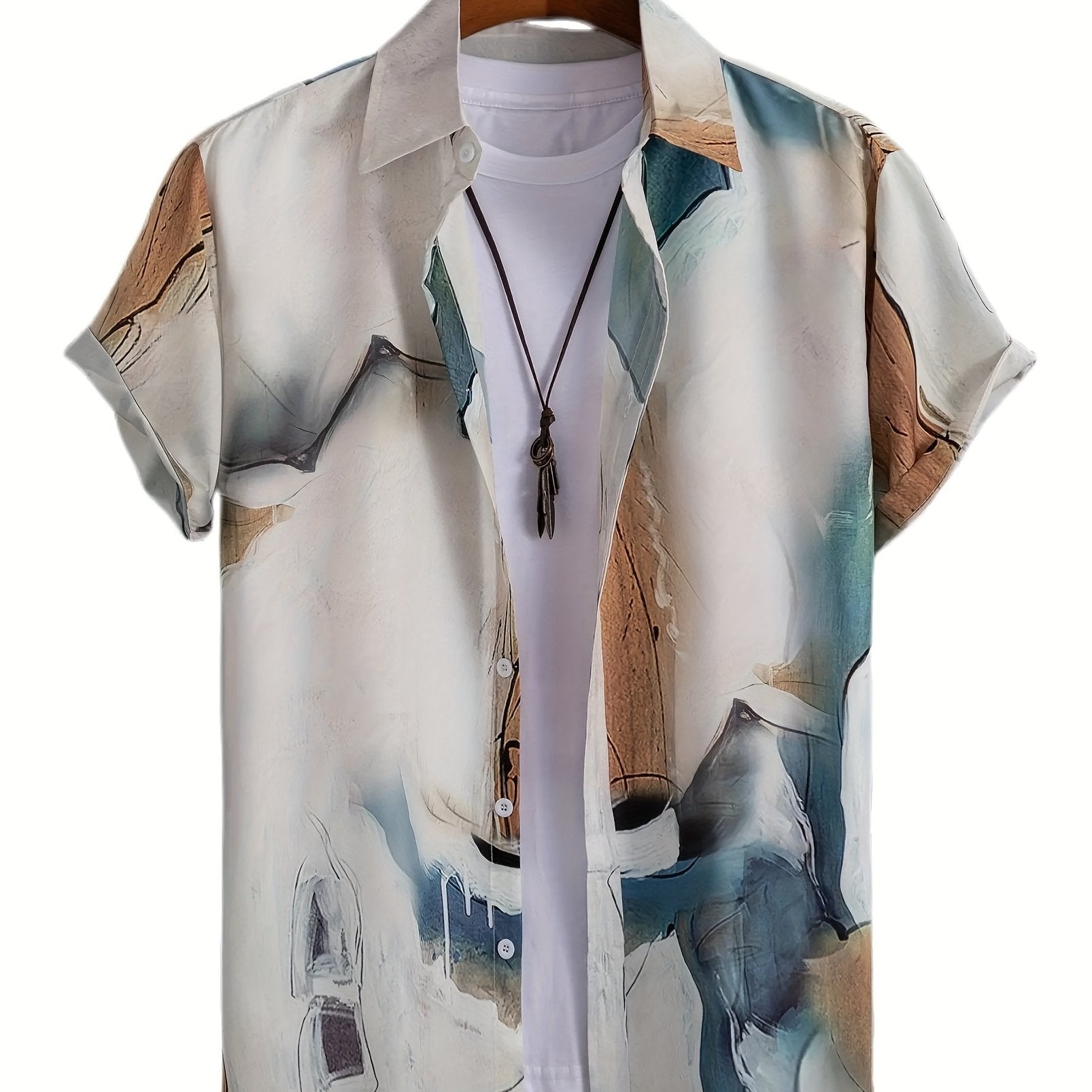 Stylish Print Men's Short Sleeve Shirt for Summer Vacation