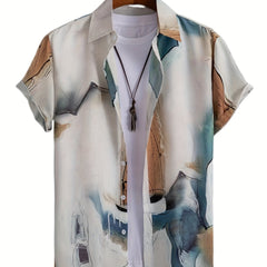 Stylish Print Men's Short Sleeve Shirt for Summer Vacation