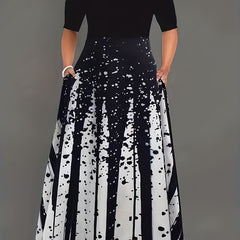 Women's Splash Print Cap Sleeve Dress with Pockets