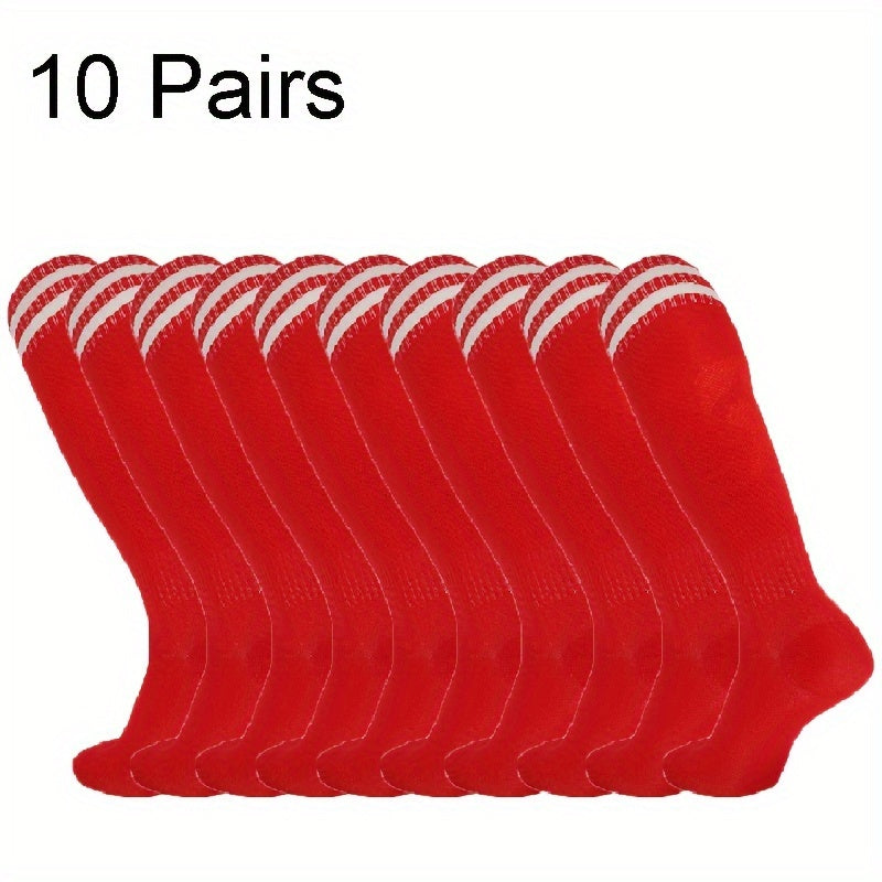 Men's Knee High Sport Socks, Sweat Absorbing, Breathable, 10 Pairs