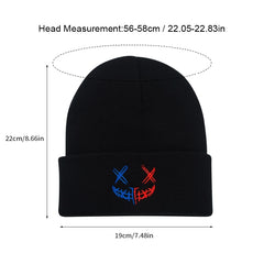 Slouchy Knitted Clown Pattern Embroidered Hat