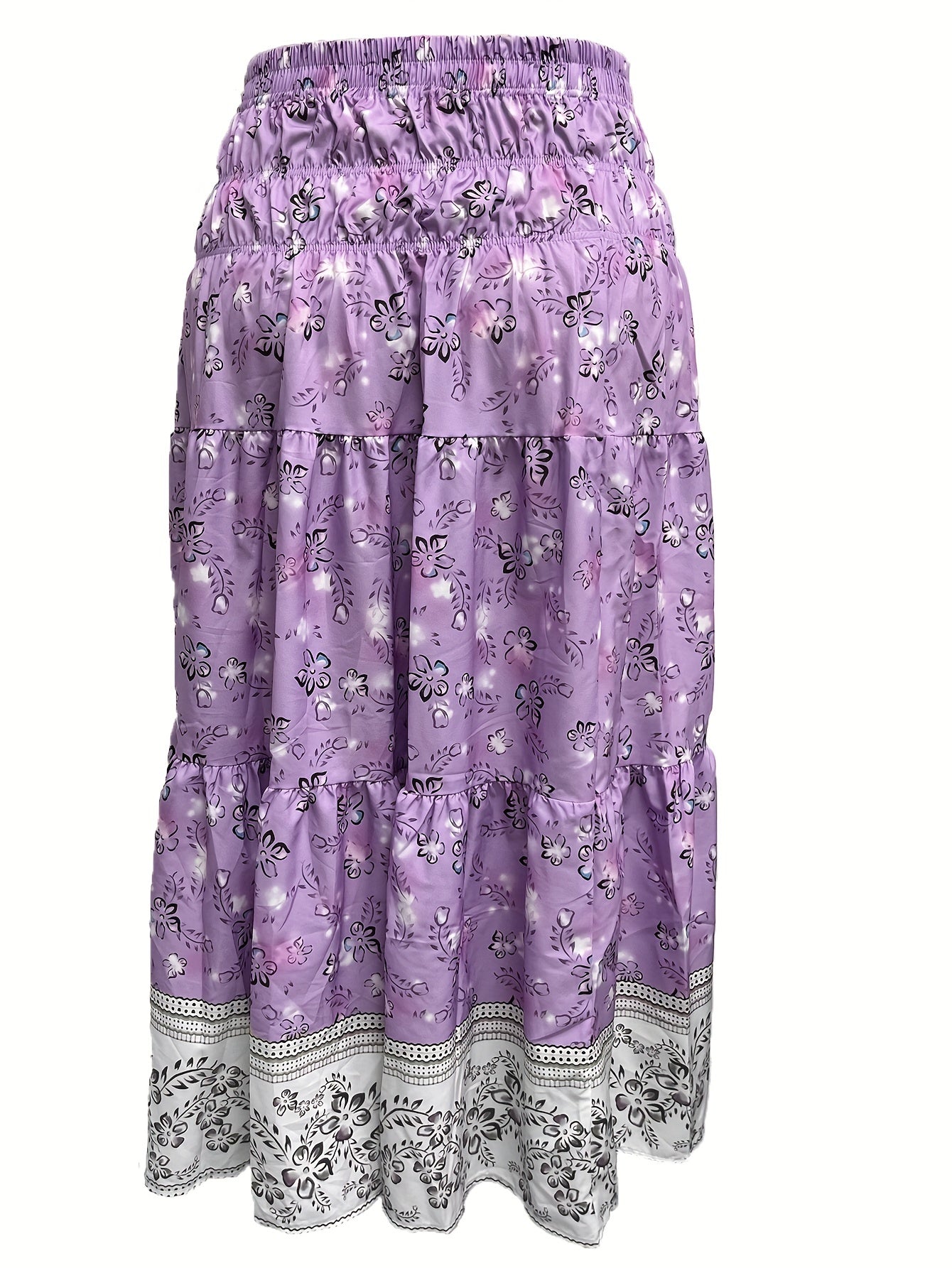 Floral Print Elastic High Rise Smock Skirt M