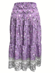 Floral Print Elastic High Rise Smock Skirt M